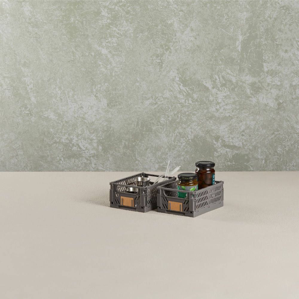 Caja almacenaje plegable gris 17 x 12.5 x 7 cm set 2 piezas