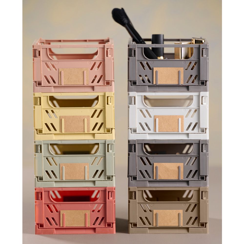 Caja almacenaje plegable arena 17 x 12,5 x 7 cm set 2 piezas