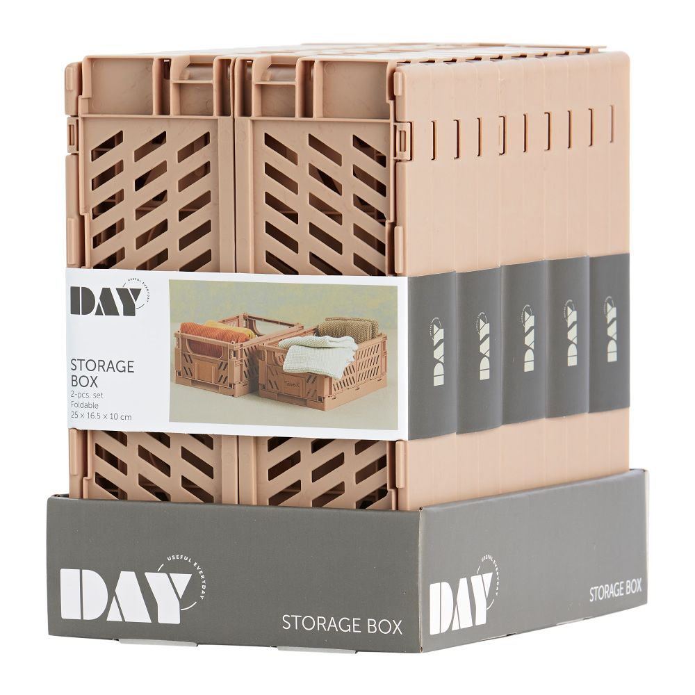 Caja almacenaje plegable arena 25 x 16,5 x 10 cm set 2 piezas