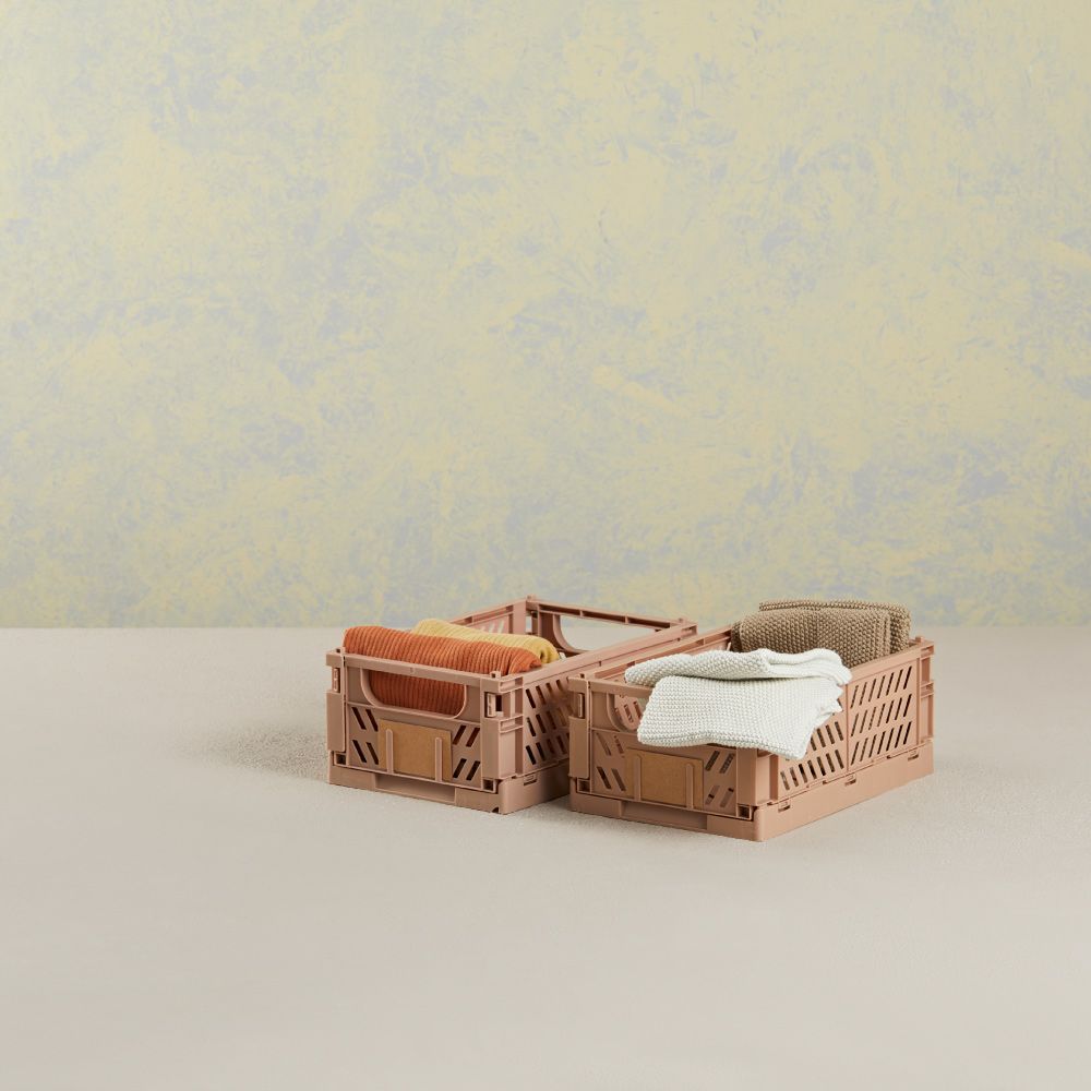 Caja almacenaje plegable arena 25 x 16,5 x 10 cm set 2 piezas