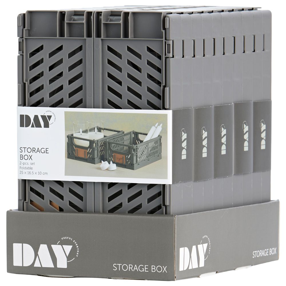 Caja almacenaje plegable gris 25 x 16,5 x 10 cm set 2 piezas