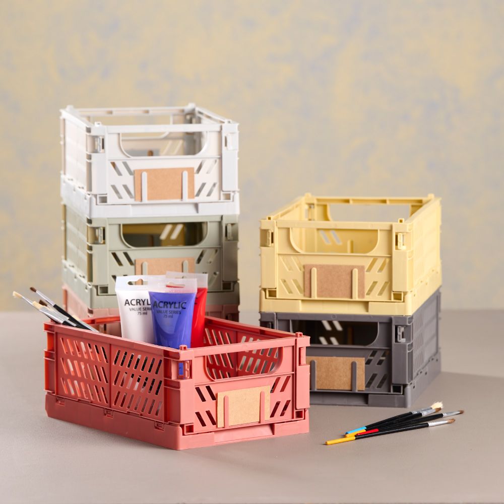 Caja almacenaje plegable gris 25 x 16,5 x 10 cm set 2 piezas