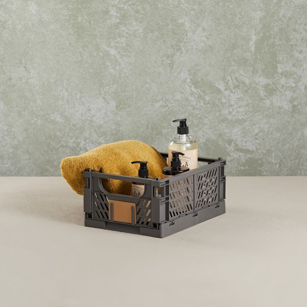 Caja almacenaje plegable gris 33 x 24,5 x 15 cm