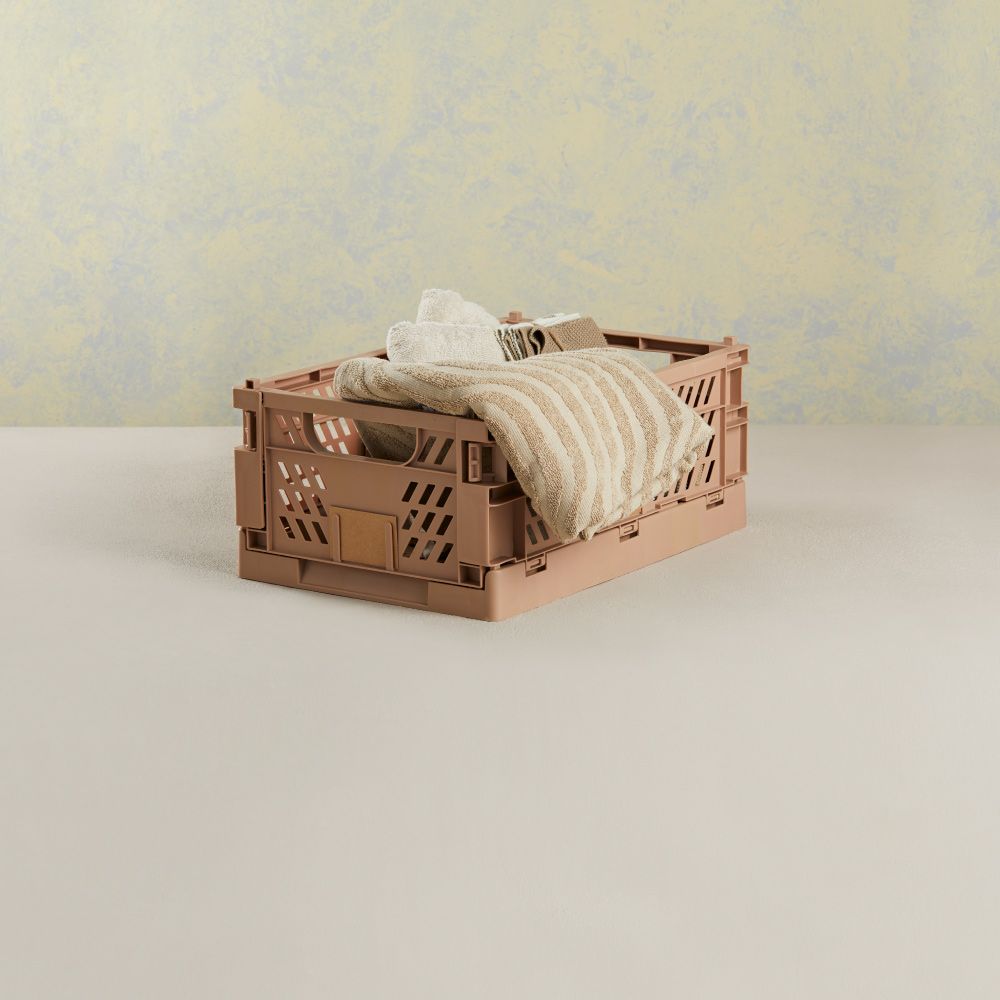 Caja almacenaje plegable arena 50 x 33 x 25 cm