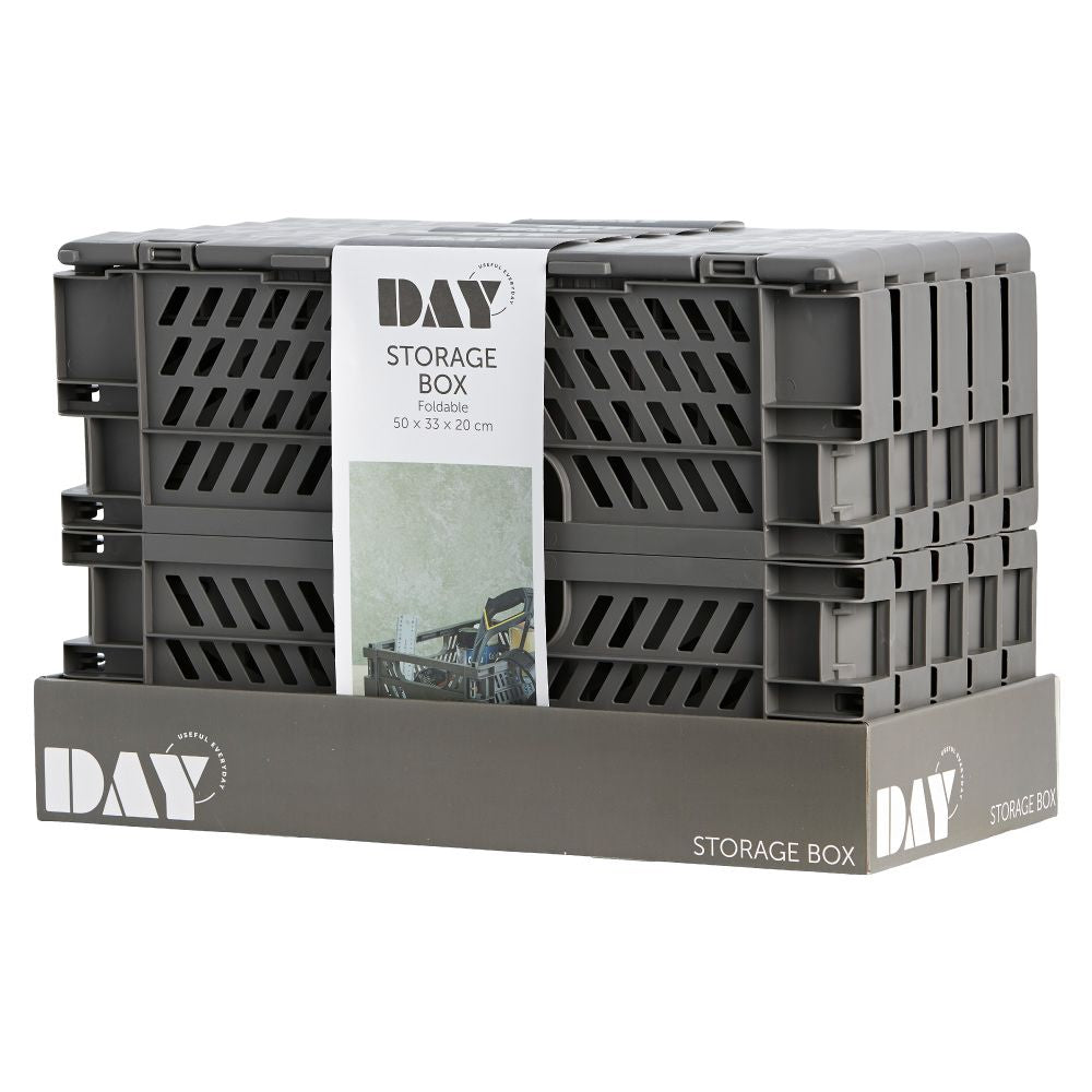 Caja almacenaje plegable gris 50 x 33 x 25 cm