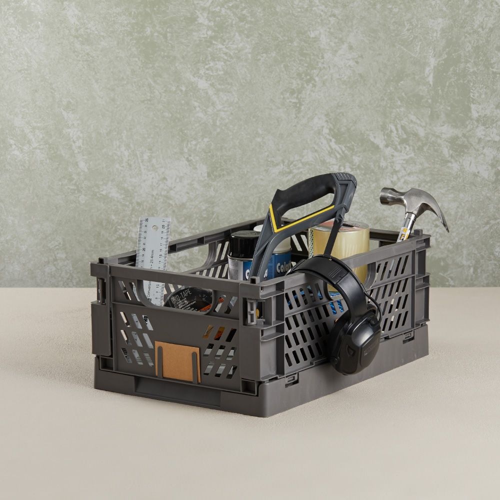 Caja almacenaje plegable gris 50 x 33 x 25 cm