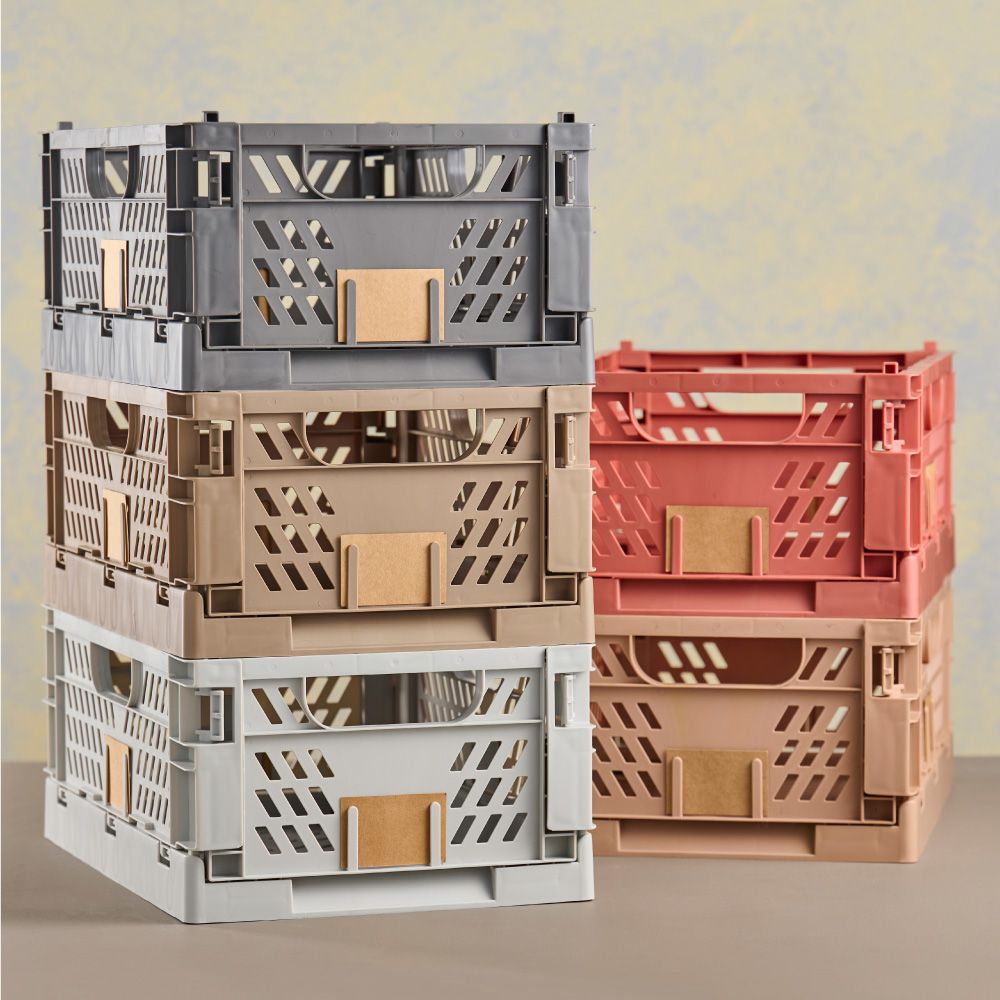 Caja almacenaje plegable gris 50 x 33 x 25 cm