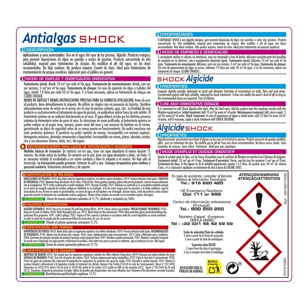 Antialgas choque, garrafa 5 l