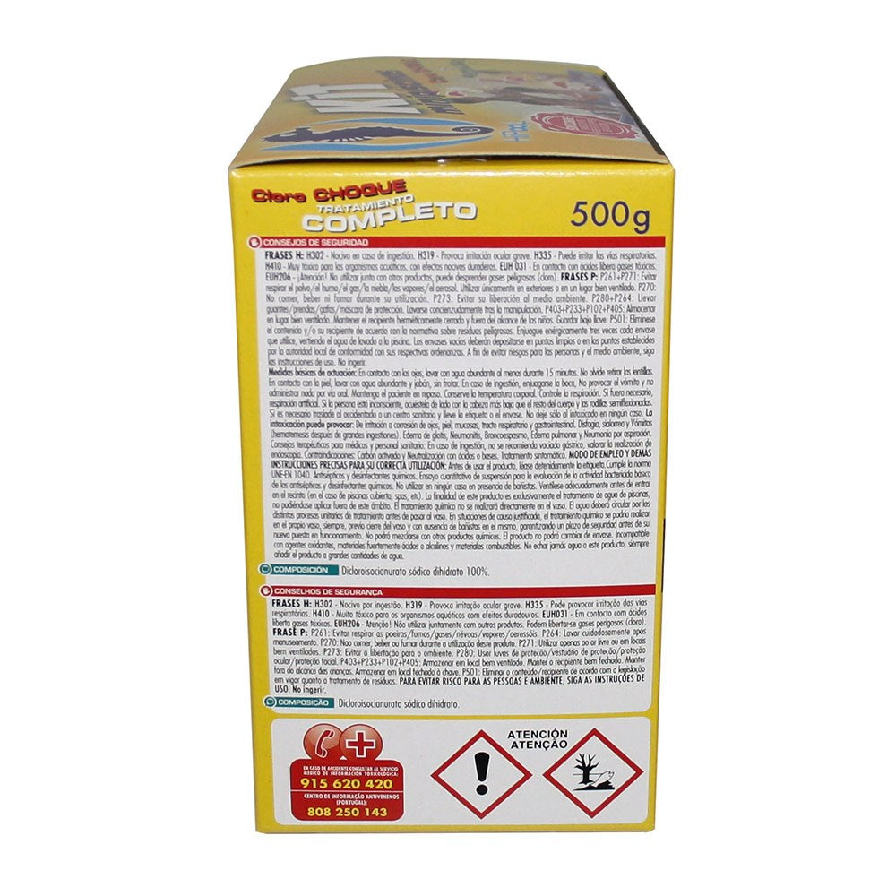 Mantenimiento kit mini para piscinas pequeñas, cloro choque 500 g y algicida 500 ml