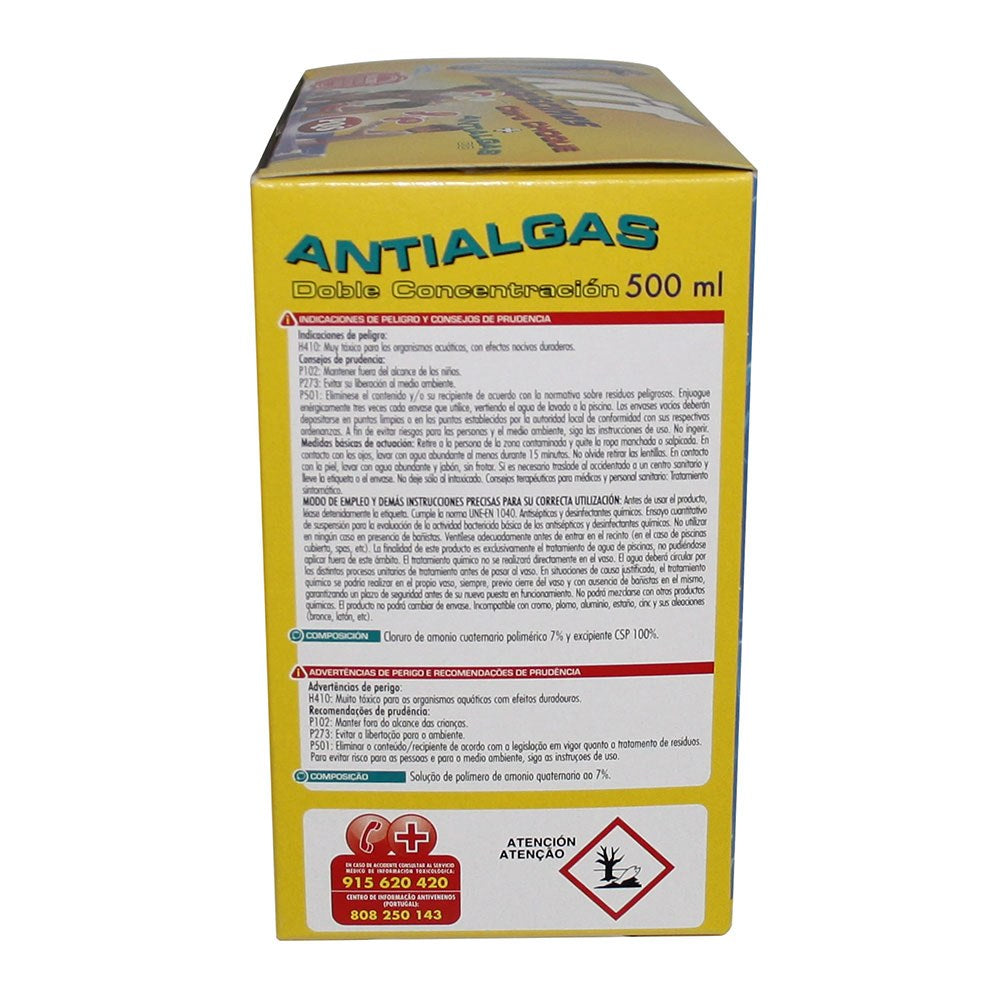 Mantenimiento kit mini para piscinas pequeñas, cloro choque 500 g y algicida 500 ml