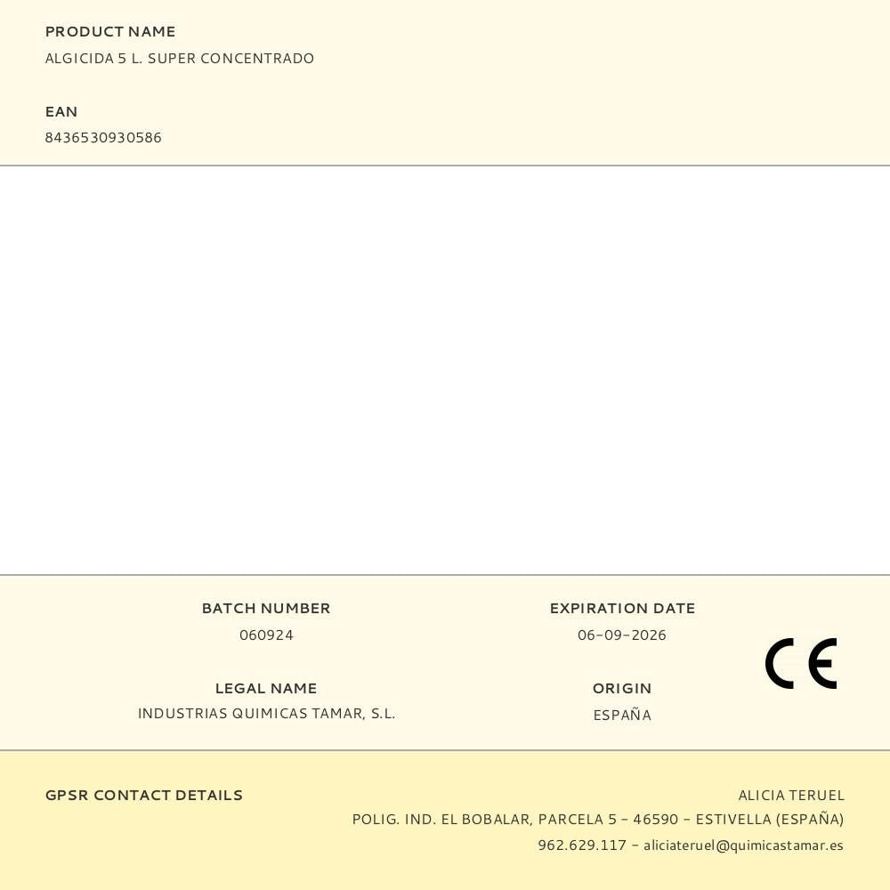 Algicida concentrado, garrafa 5 l