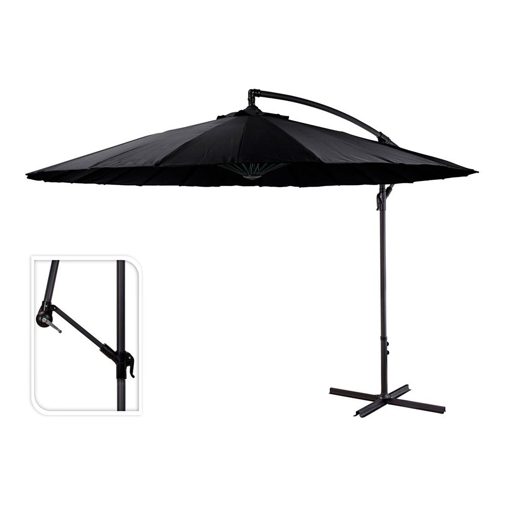 Parasol excéntrico ø300 cm altura maxima 3 m color: negro