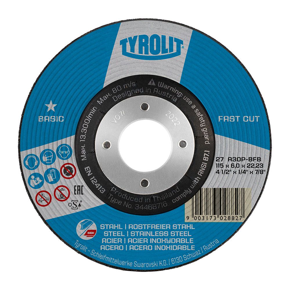 Disco desbaste 27c ø125 x 6 x 22,23 mm