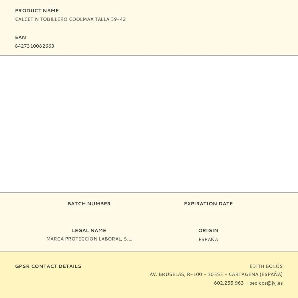 Calcetin tobillero coolmax talla 39-42