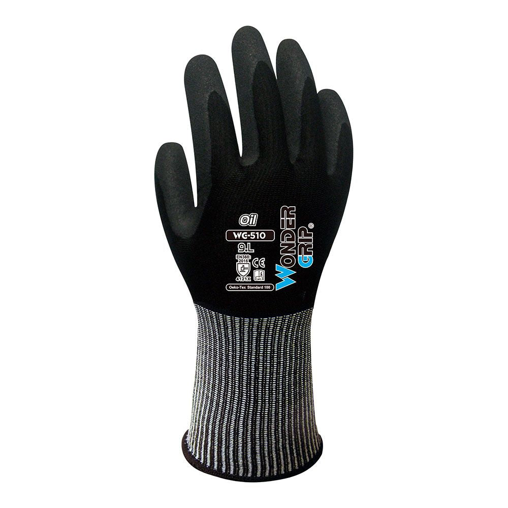 Guante nailon / spandex, palma doble recubrimiento nitrilo, t-10
