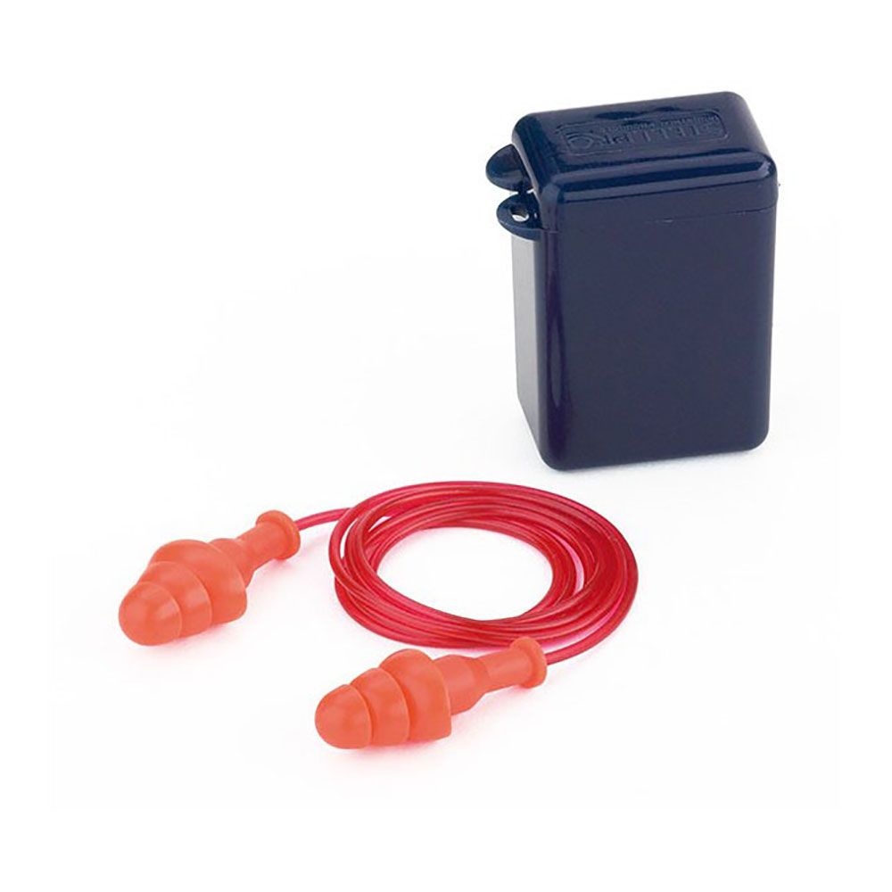 Expositor 100u tapon auditivo fit basic reutilizable con cordón snr 25 db con cajita de almacenamiento. 1988trcen/u