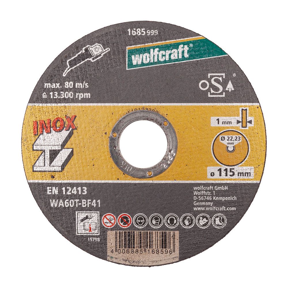 Disco corte acero inox ø115 x 1,0 x 22,23 mm, caja 10 uds