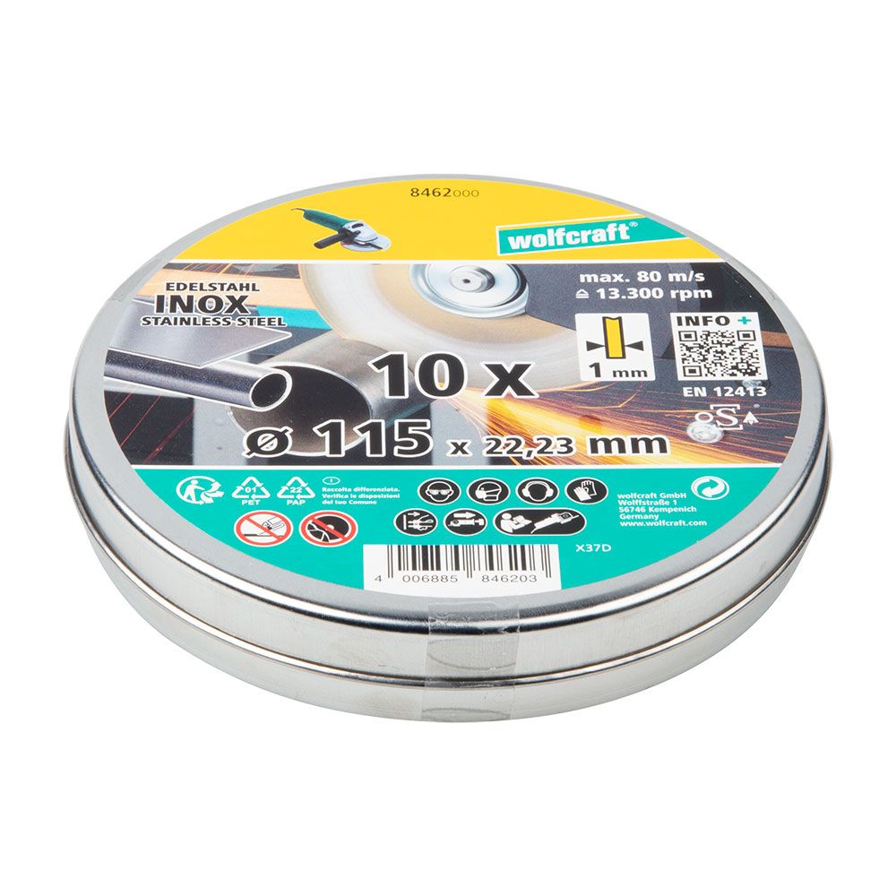 Disco corte acero inox ø115 x 1,0 x 22,23 mm, caja 10 uds