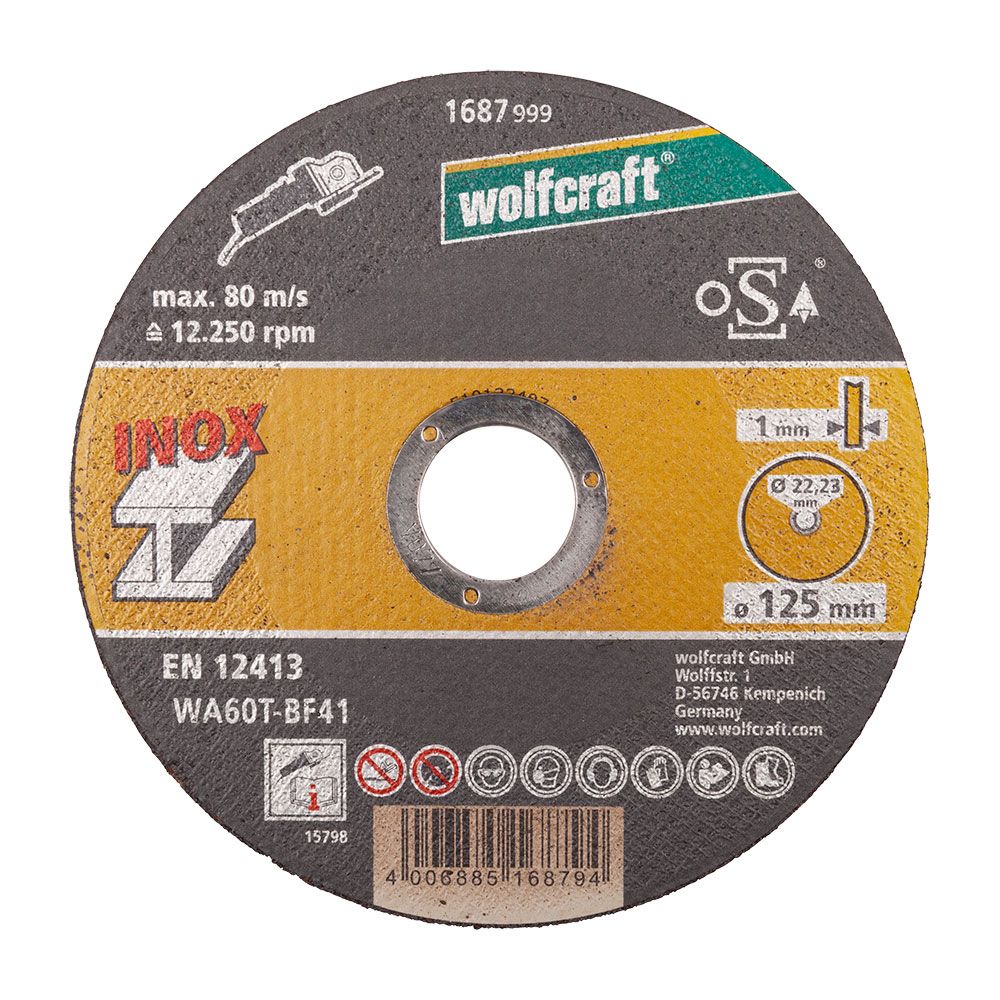 Disco corte acero inox ø125 x 1,0 x 22,2 mm, caja 10 uds