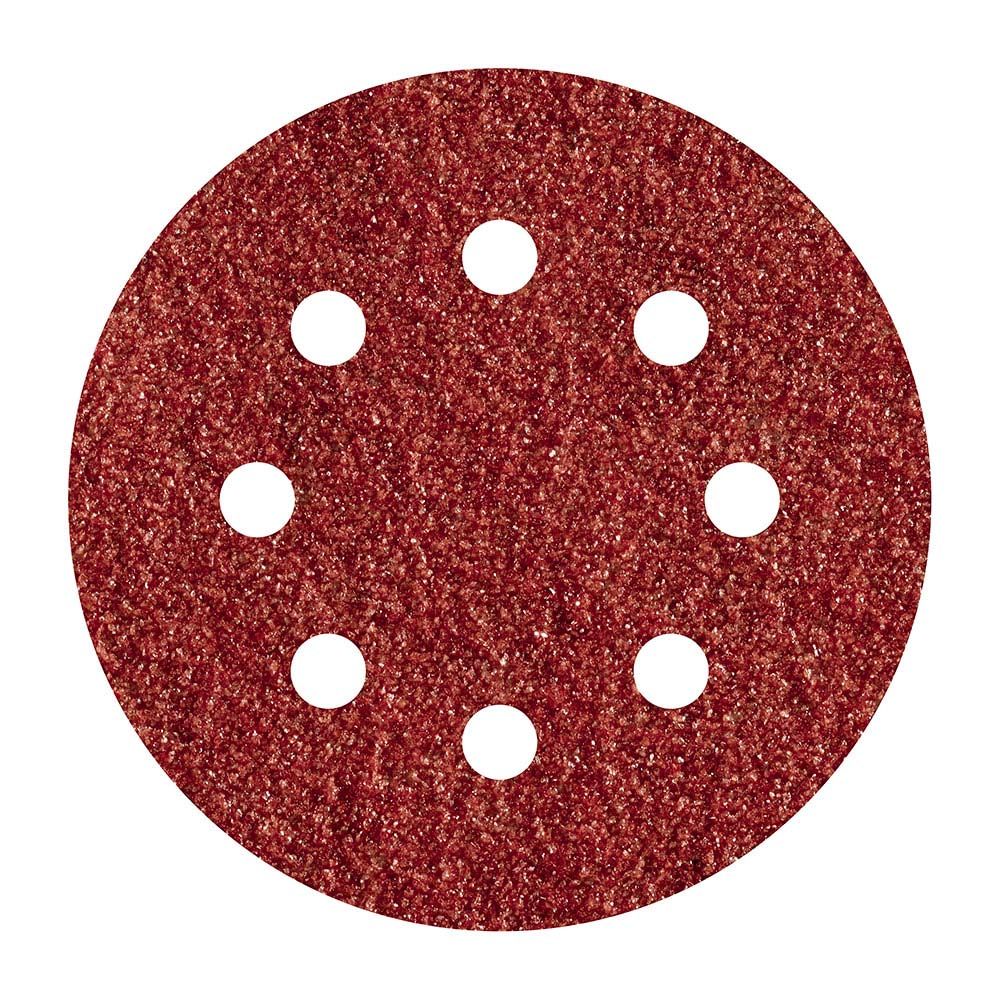 Hojas de lijar adhesivas de corindón perforadas, ø125 mm, grano 120, 5 uds