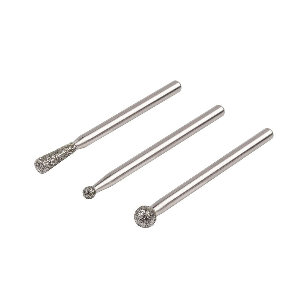 Muelas de diamante esféricas y cónicas, set 3 uds