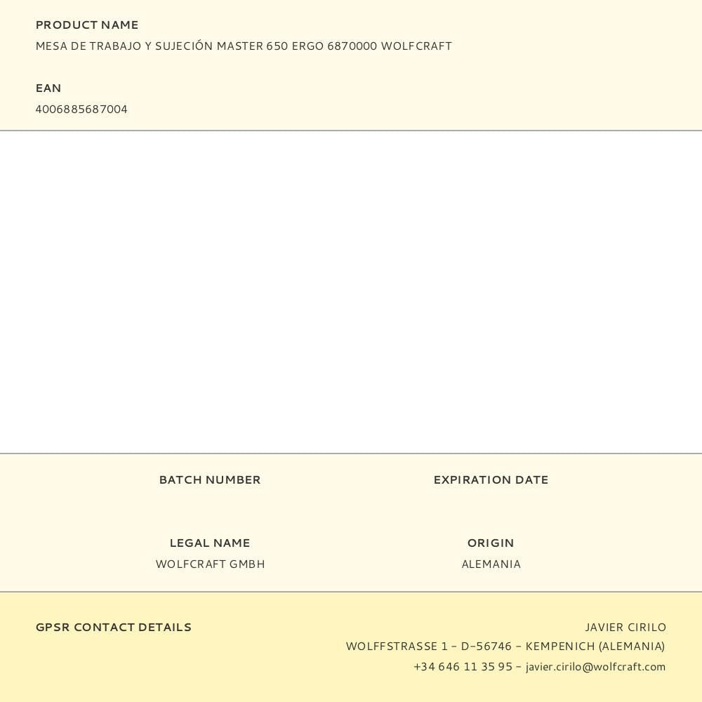 Mesa de trabajo y sujeción master 650 ergo