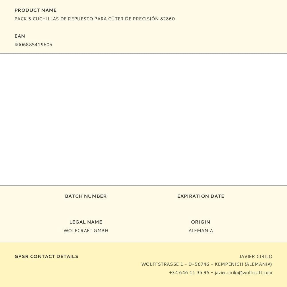 Pack 5 cuchillas de repuesto para cúter de precisión 82860