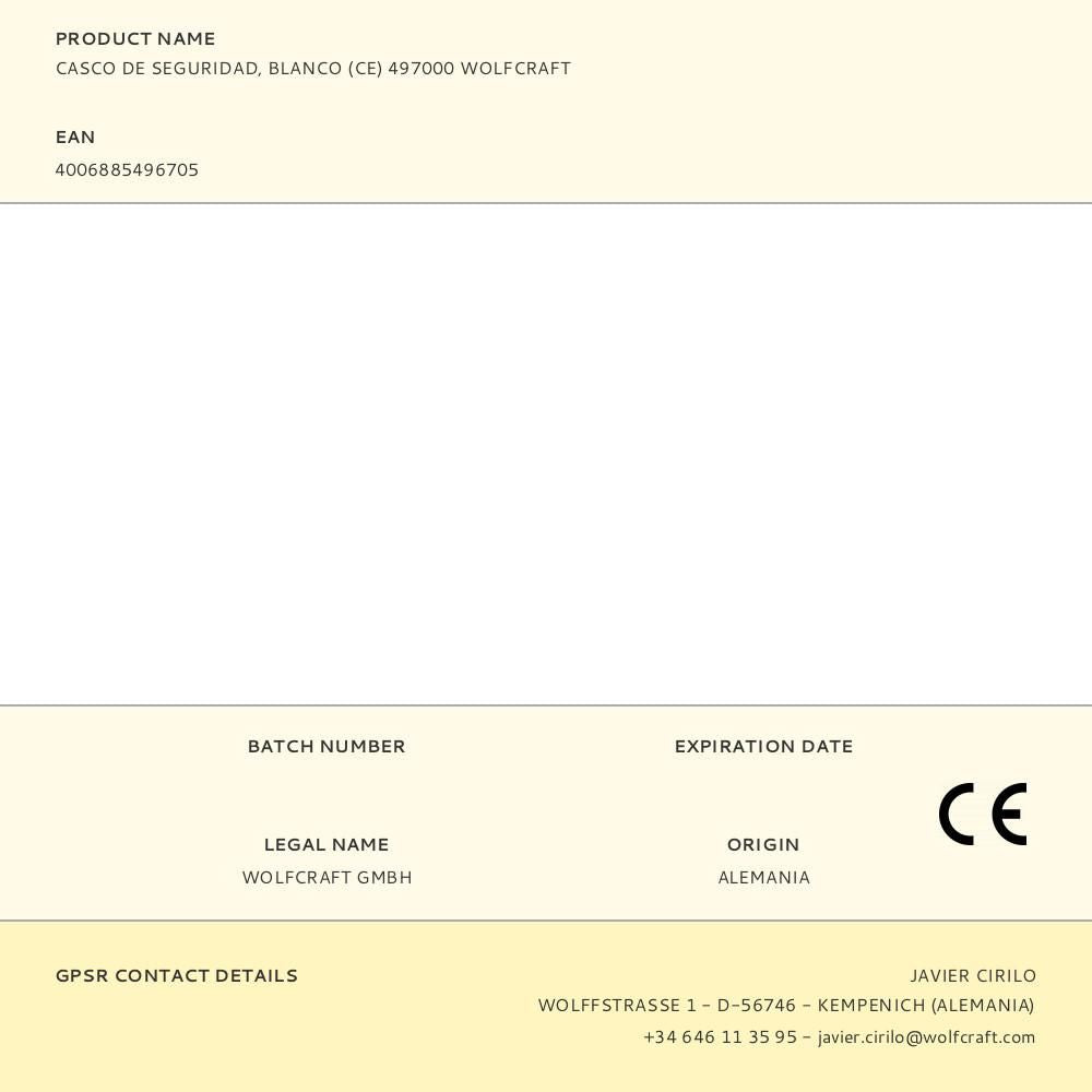 Casco de seguridad, blanco (ce) 497000 wolfcraft