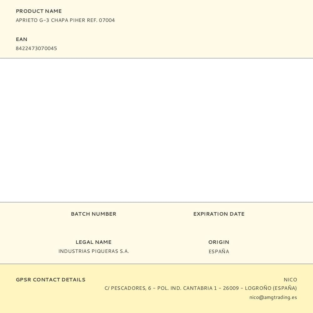 Aprieto g-3 chapa 7 x 10 x 1cm