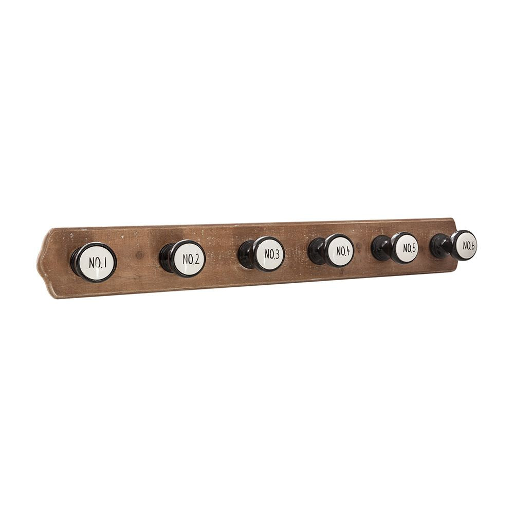 Colgador de madera con 6 perchas 66 x 8,5 x 8,8 cm