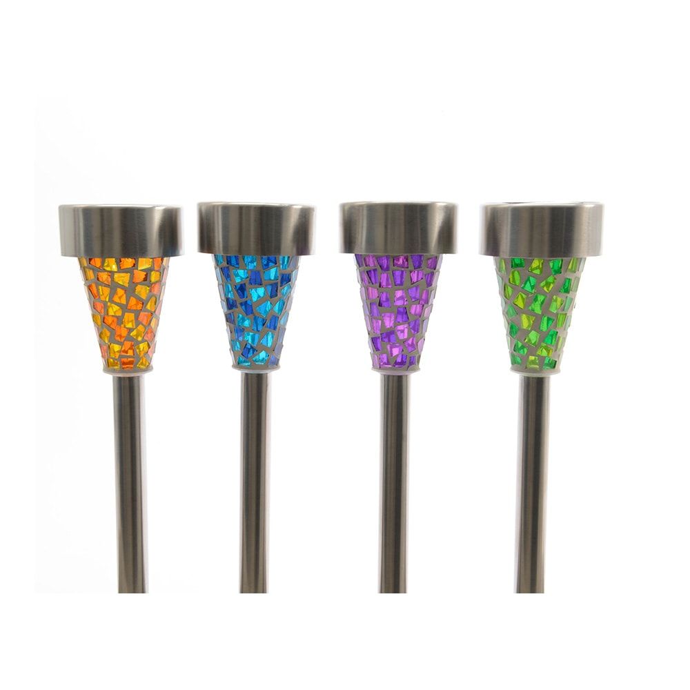 Estaca solar mosaico, colores surtidos, ø7,5 × 30 cm