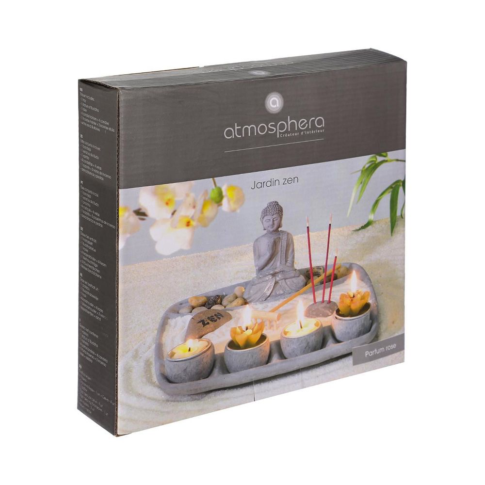 Jardín zen de cemento gris 24 x 24 x 12 cm