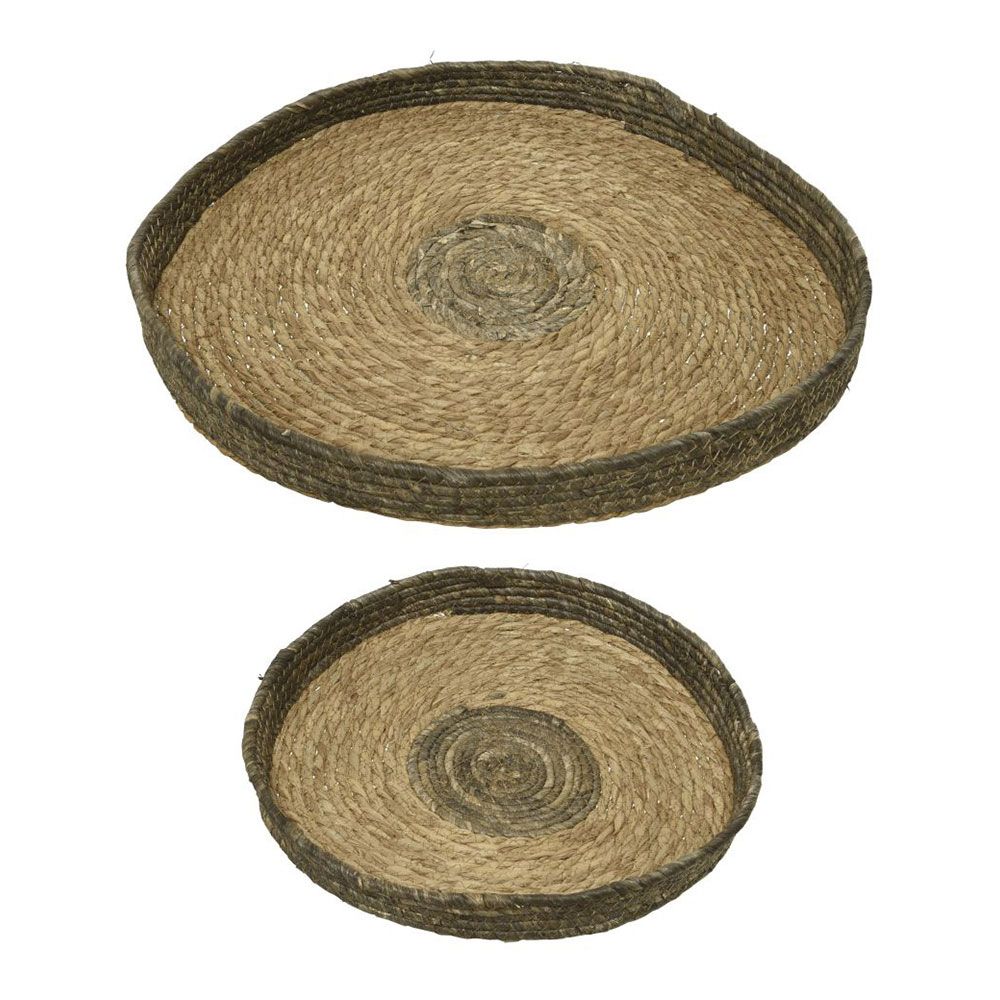Plato de maceta de esparto ø35 x 4 cm / ø50 x 4 cm, set de 2 piezas