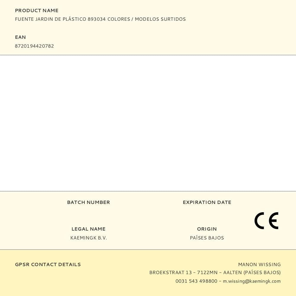 Fuente solar de jardín, de plástico, luz blanca cálida, 4 leds - ø16 x 3,5 cm