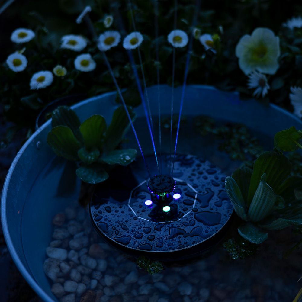 Fuente solar de jardín, de plástico, luz rgb, 4 leds - ø16 x 3,5 cm