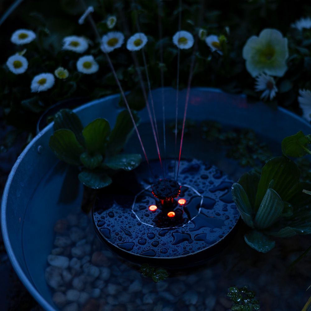 Fuente solar de jardín, de plástico, luz rgb, 4 leds - ø16 x 3,5 cm