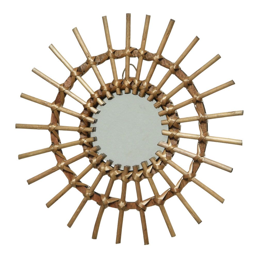 Espejo de mimbre con forma de sol, modelos variados, ø40 x 2,5 cm