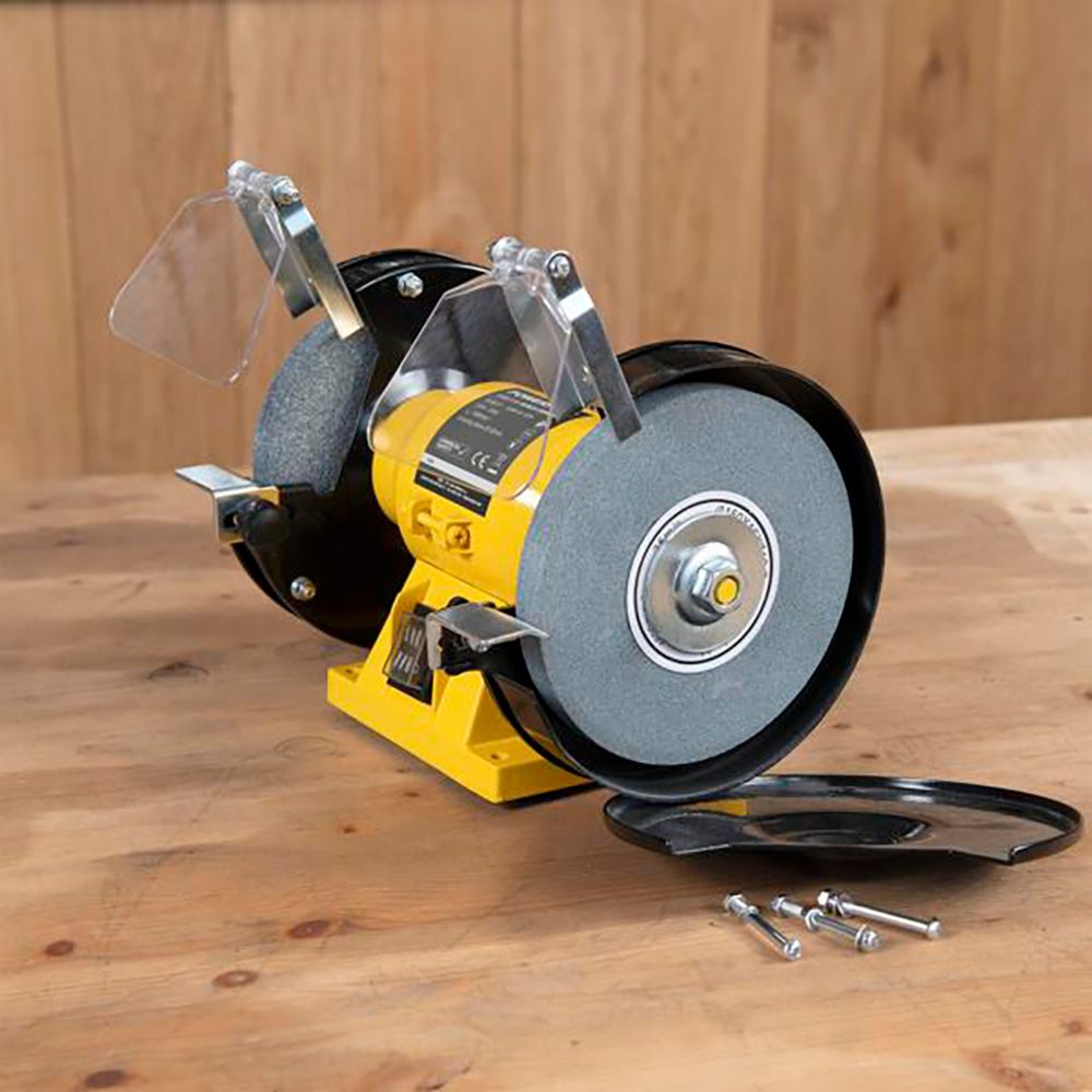 Esmeriladora de banco + 2 ruedas abrasivas de ø150 mm, 150 w