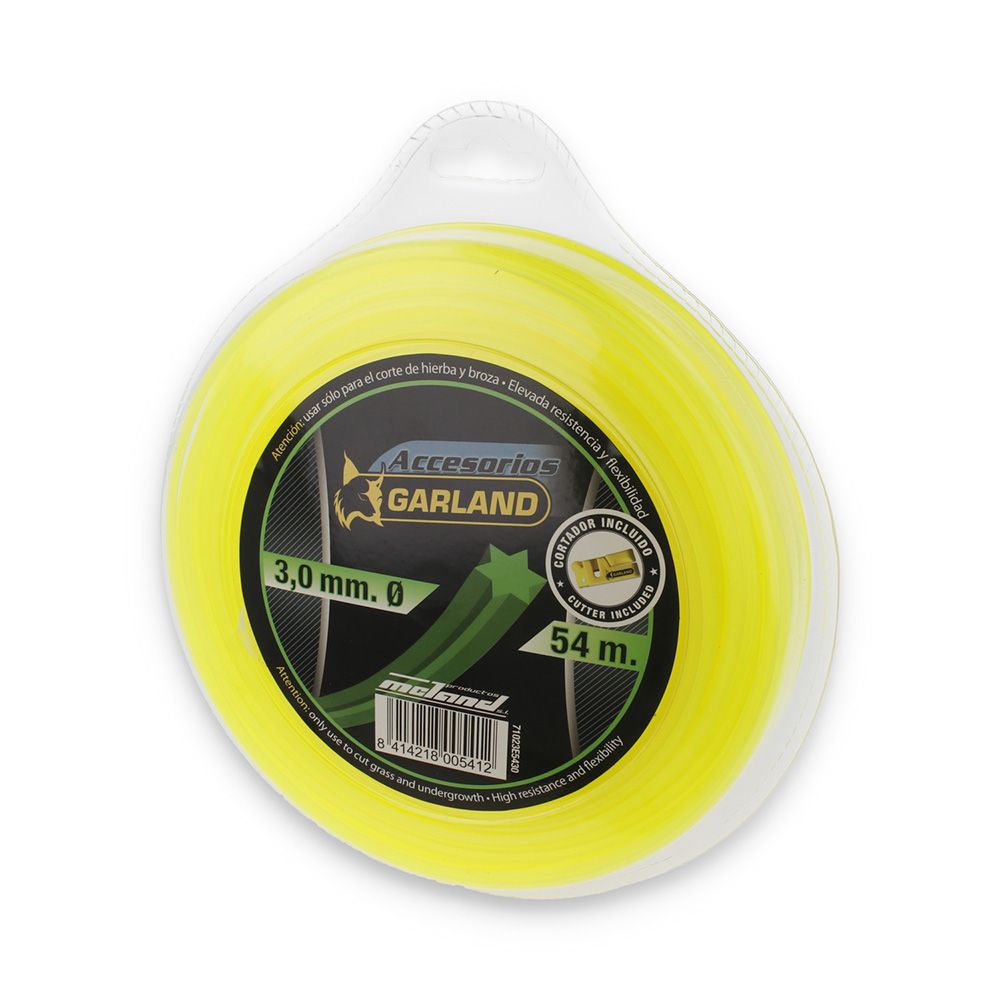 Hilo dispensador para desbrozadora, estrella, ø3,0 mm, dispensador 54 m