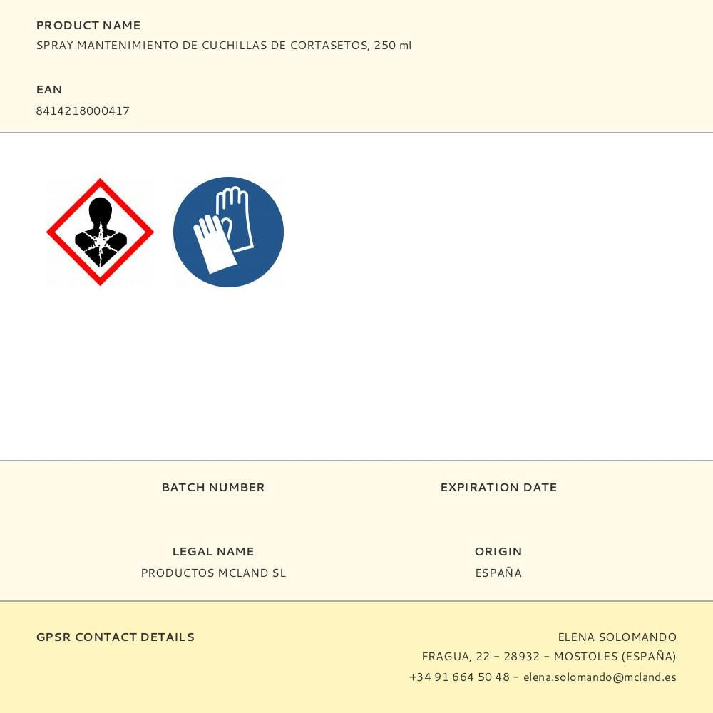 Spray mantenimiento de cuchillas de cortasetos, 250 ml