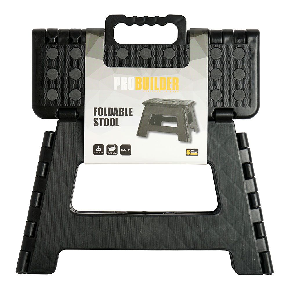 Banqueta plegable negra, 35 x 28,5 x 22 cm