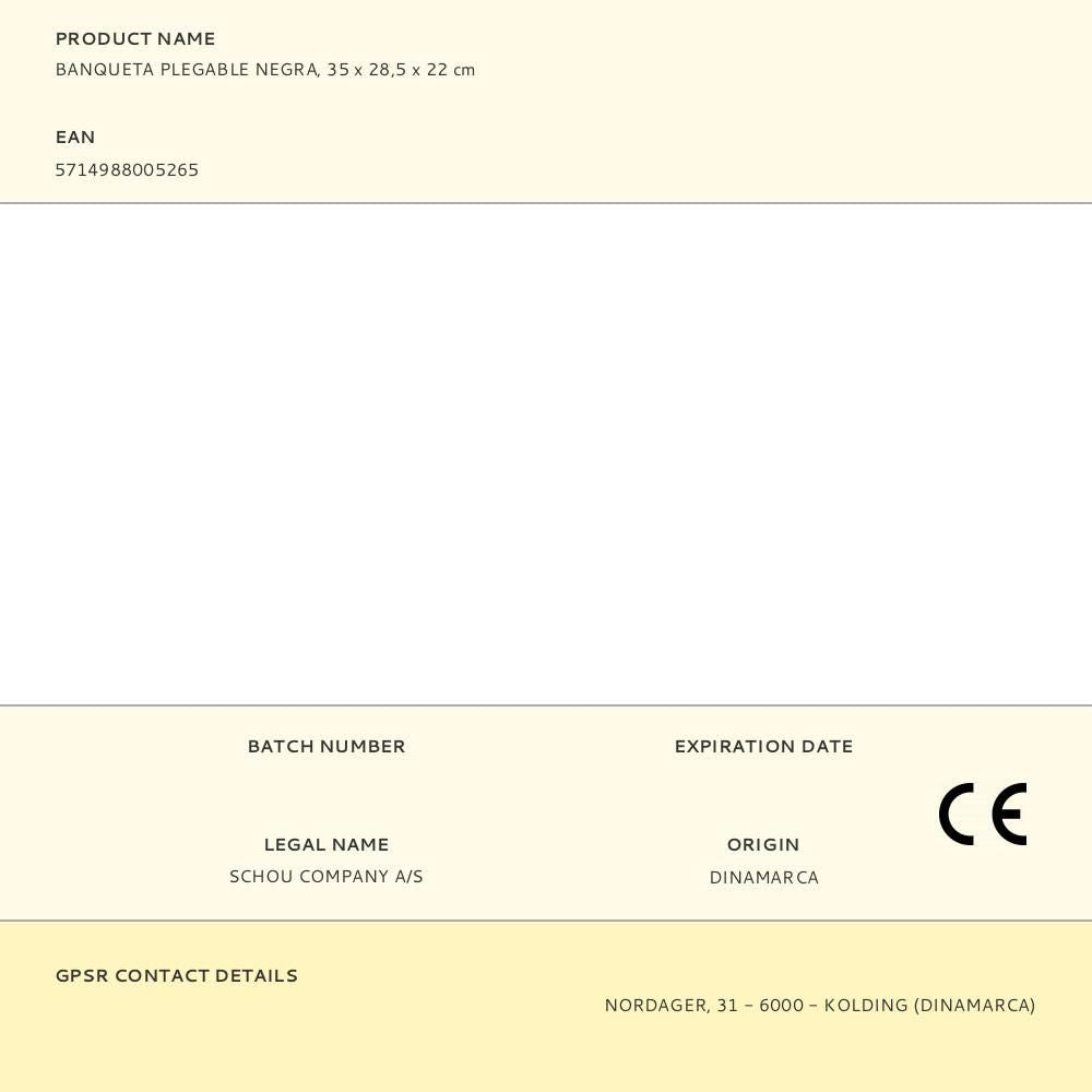 Banqueta plegable negra, 35 x 28,5 x 22 cm