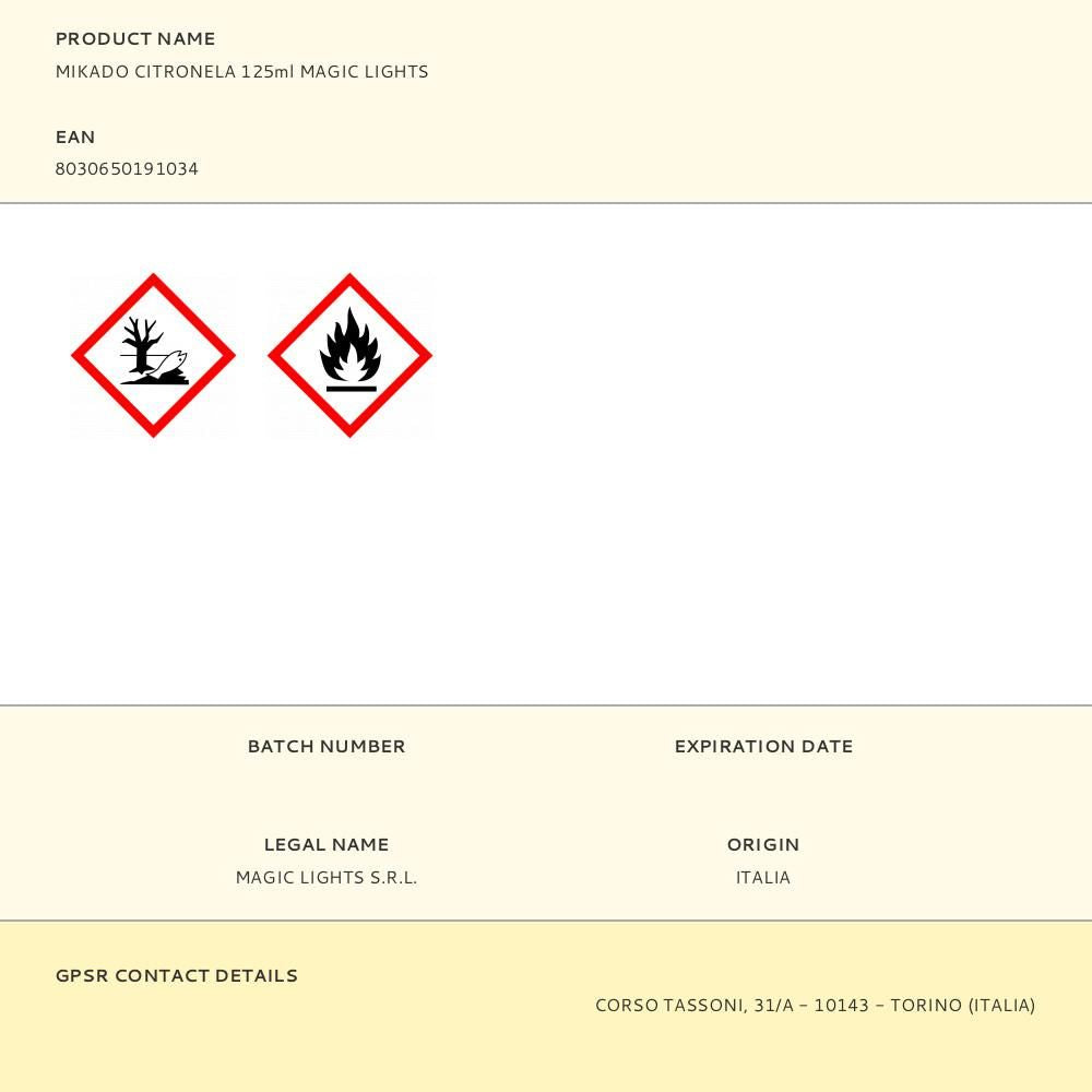 Mikado con citronela 125 ml