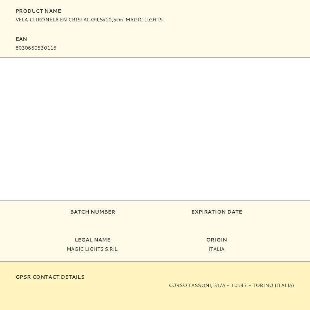 Vela citronela con recipiente de cristal ø9,5 x 10,5 cm