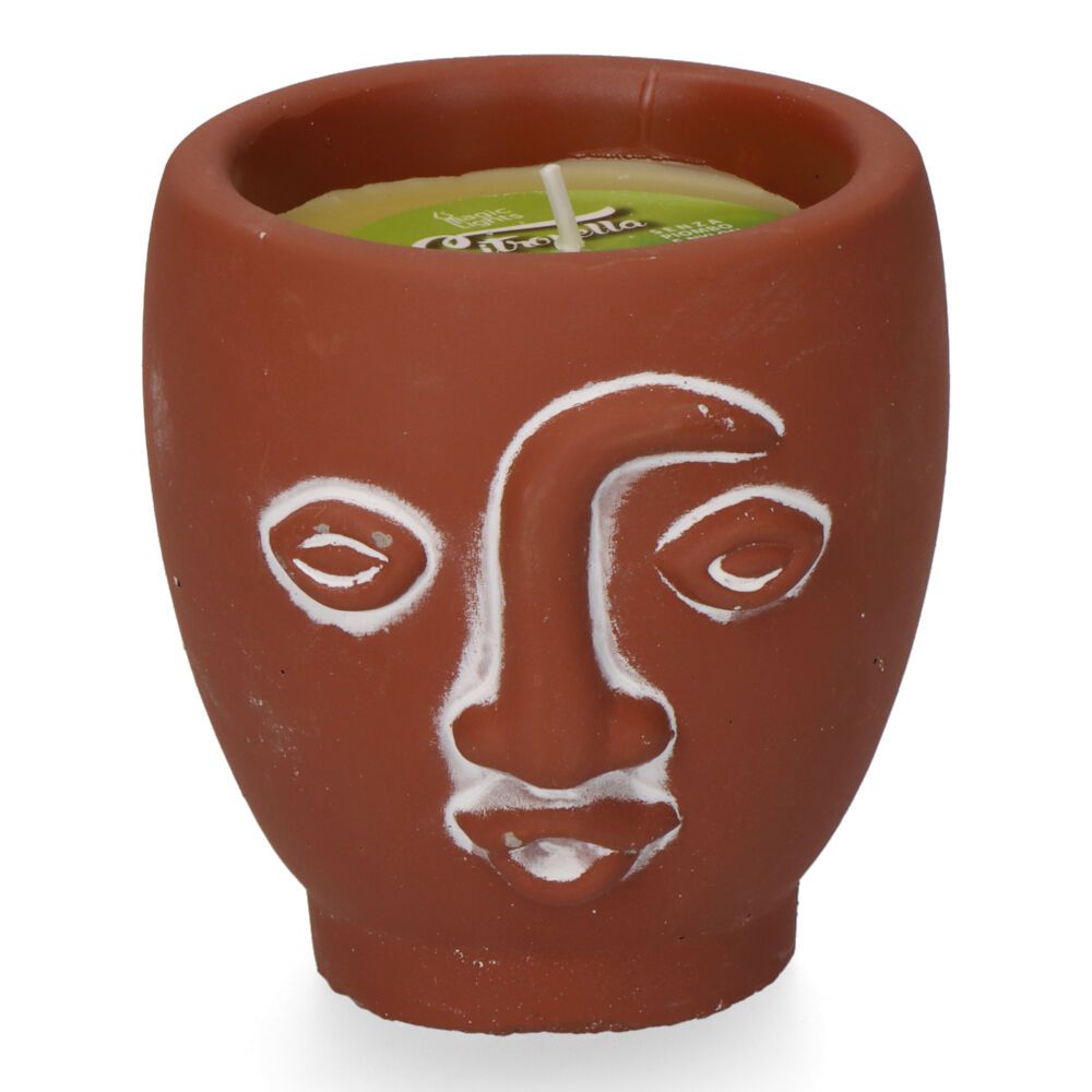 Vela citronela de terracota caras colores surtidos