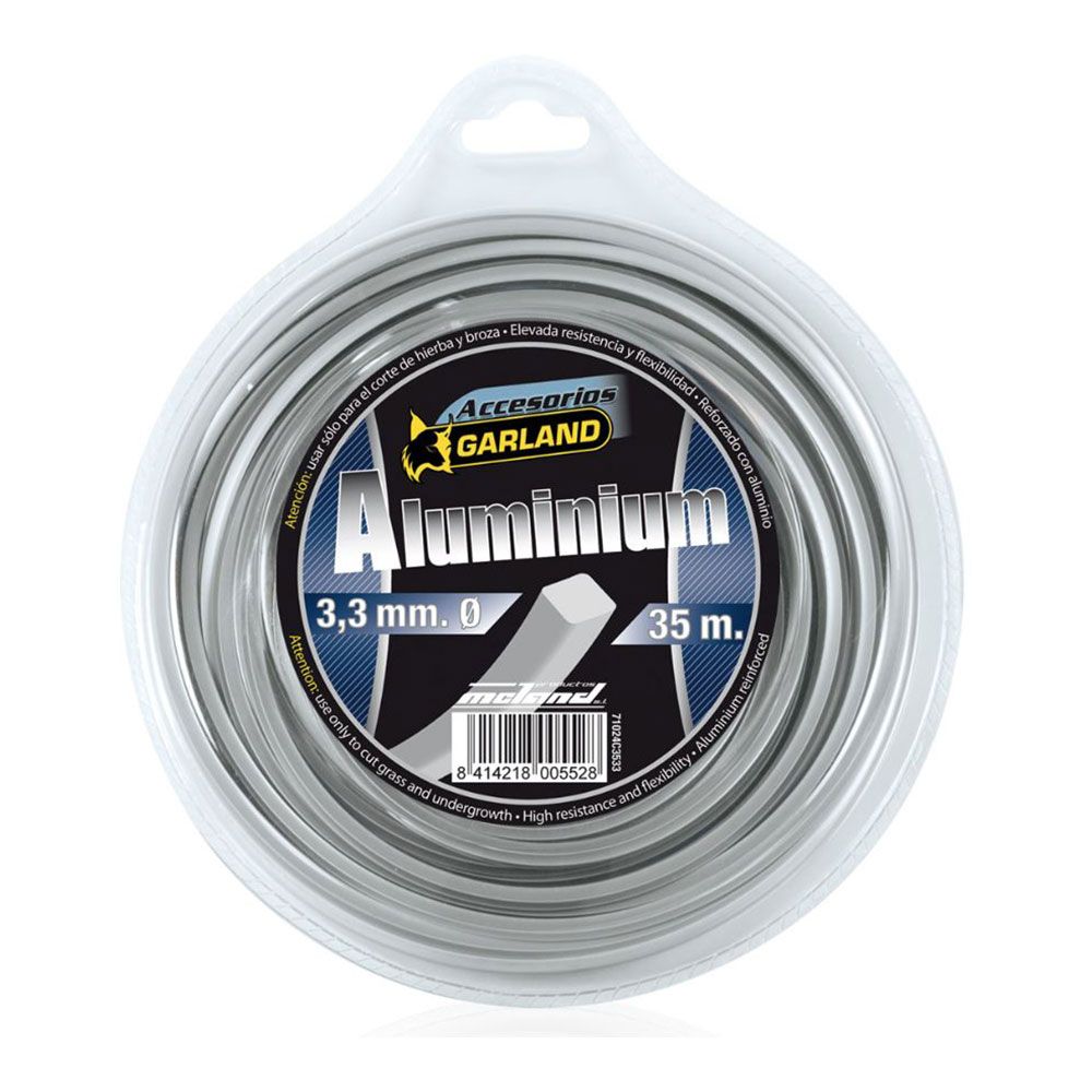 Hilo para desbrozadora aluminium, cuadrado, ø3,3 mm, dispensador 35 m