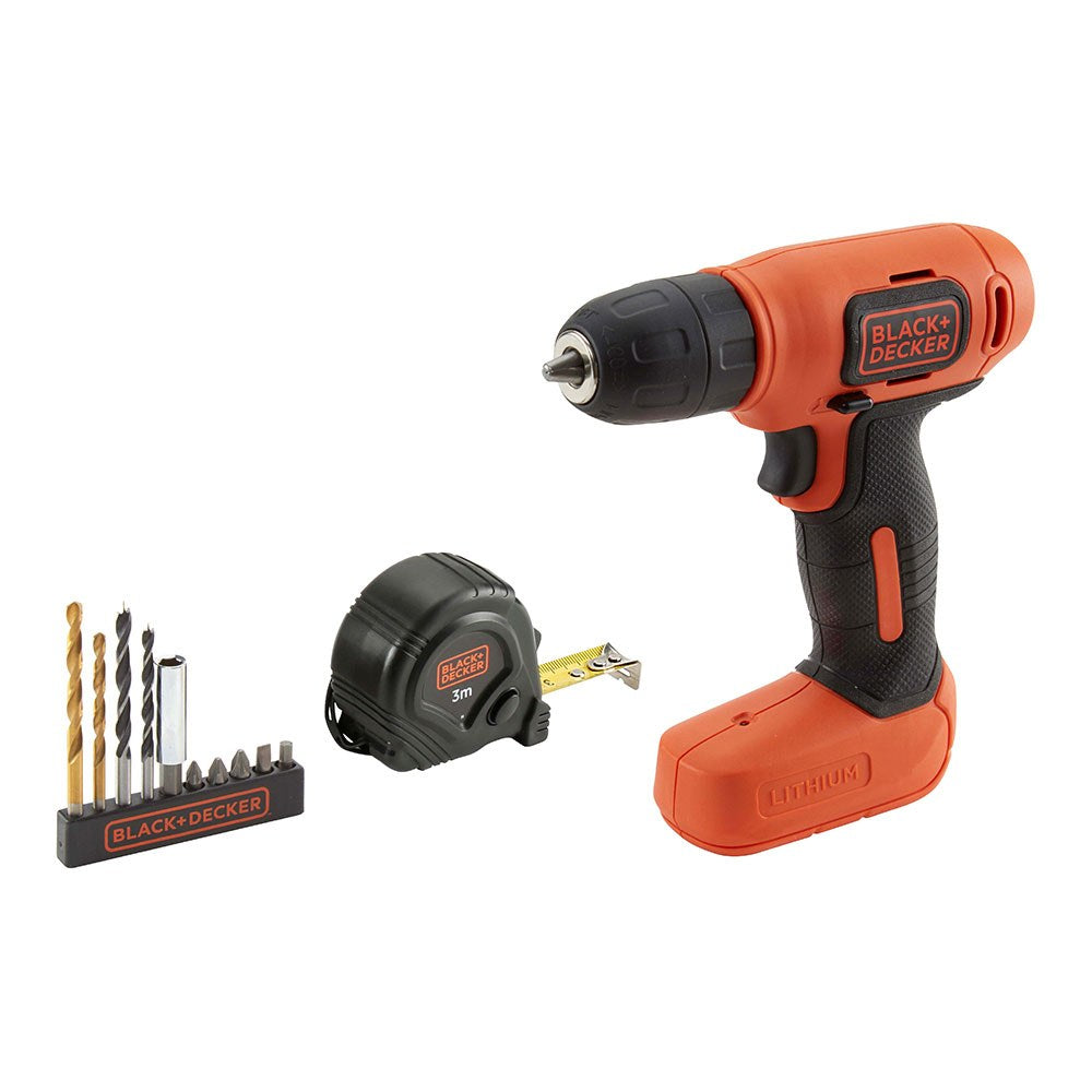 Kit taladro atornillador ultracompacto, recargable 7,2 v, ø10 mm con 11 accesorios