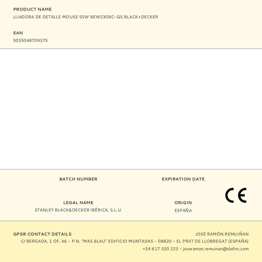 Lijadora de detalle mouse 55w bew230bc-qs black+decker