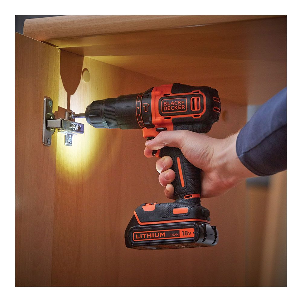 Kit taladro percutor 18 v con 2 baterías de litio y cargador