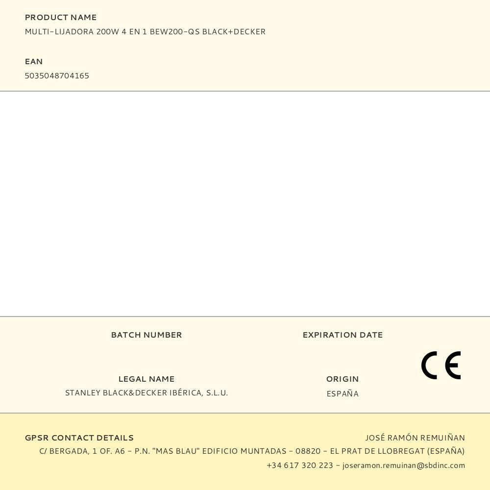 Multi-lijadora 200w 4 en 1 bew200-qs black+decker